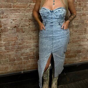 Lucky & Blessed Strapless Denim Dress